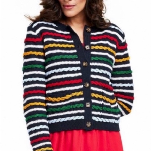 LA LIGNE x Target Collab Cable Knit
Multicolor texture Striped Cardigan Sz M - Picture 1 of 7